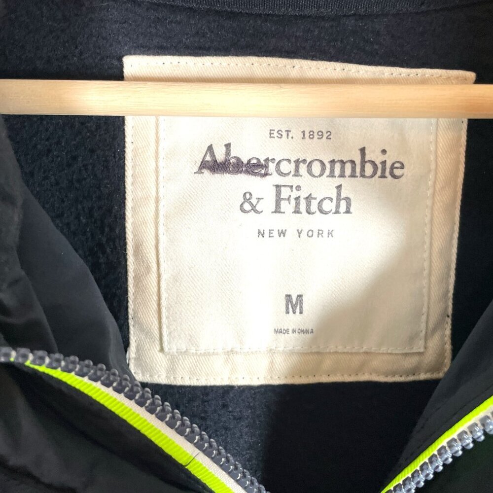 Abercrombie & Fitch Hoodie MEDIUM Dark Blue Mock Neck Pockets EUC - Picture 4 of 7